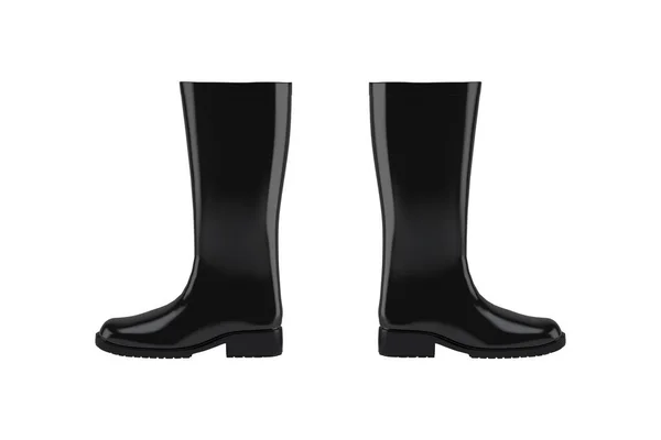 Black Pair Rubber Boots Mockup Isolated White Background Pair Gumboots — Stock Photo, Image