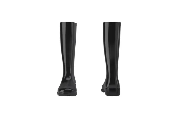 Black Pair Rubber Boots Mockup Isolated White Background Pair Gumboots — Stock Photo, Image