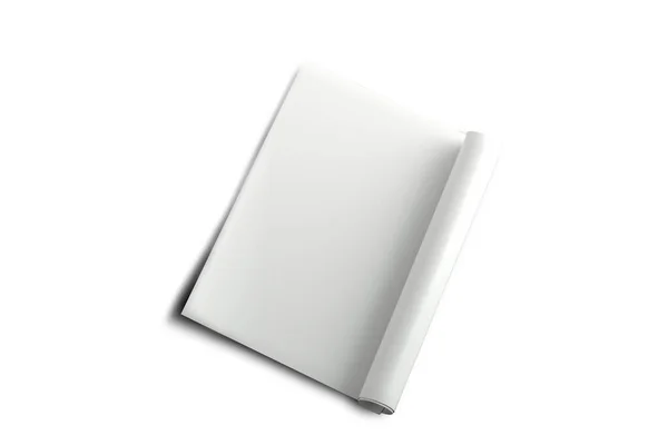 Blank White Rolled Paper Sheet Mockup Cartaz Laminado Brilhante Isolado — Fotografia de Stock
