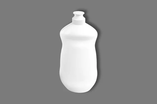 Dishwashing bottle isolated on background. Detergent in white plastic bottle. 3d rendering. dish soap.