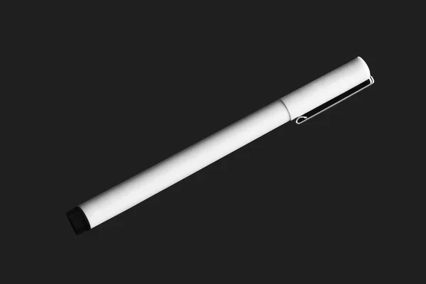 Λευκό Στυλό Μολύβι Τσόχινη Πένα Mockup Απομονωμένο Μαύρο Φόντο Απόδοση — Φωτογραφία Αρχείου