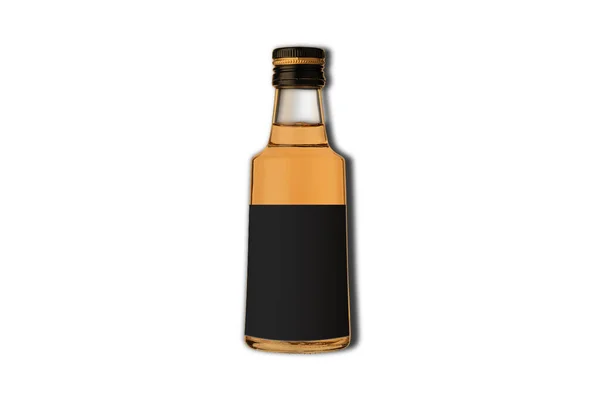 Eine Volle Flasche Whisky Mit Glasattrappe Isoliert Auf Weißem Hintergrund — Stockfoto