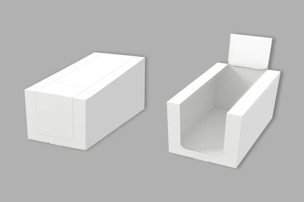 White Box Pos Poi Holder Karton Leere Displays Produkte Auf — Stockfoto