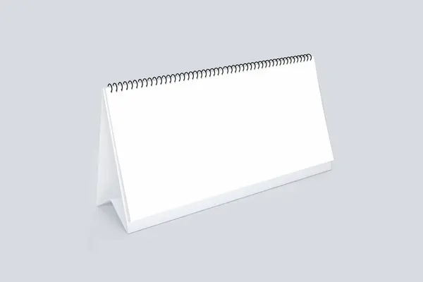 Empty Blank Horizontal Standing Spiral Desk Calendar Mockup Isolated Grey — Stock Photo, Image