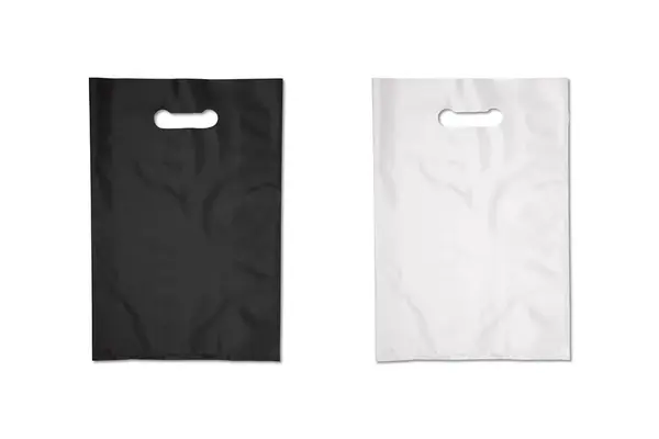 Maqueta Bolsa Plástico Blanco Negro Blanco Con Espacio Para Diseño Imagen de stock