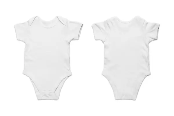 Empty Blank White Baby Onesie Mockup Isolated White Background Front Royalty Free Stock Photos