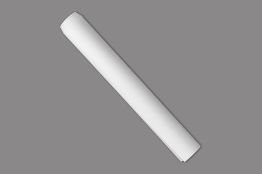 Boş beyaz A3 rulo kağıt maketi. Boş beyaz ambalaj kağıdı arka planda izole edilmiş gibi duruyor. 3d oluşturma.