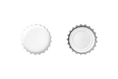 Boş bira ya da gazoz kapağı modeli beyaz arka planda izole edilmiş. 3d oluşturma.