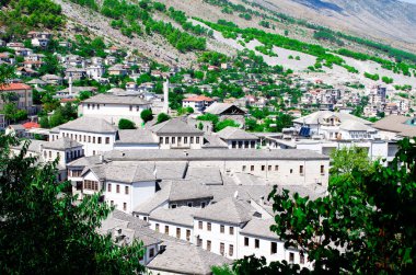 Arnavutluk 'un Cirokaster kentindeki Panorama, stok fotoğrafı