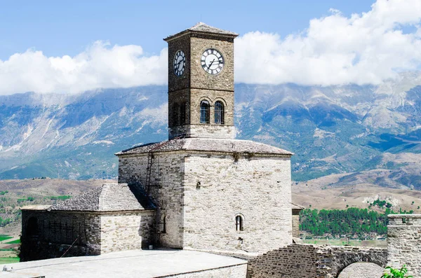 Παλιά Πόλη Ρολόι Στο Αργυρόκαστρο Αλβανία Closeup Μακροφωτογραφία — Φωτογραφία Αρχείου