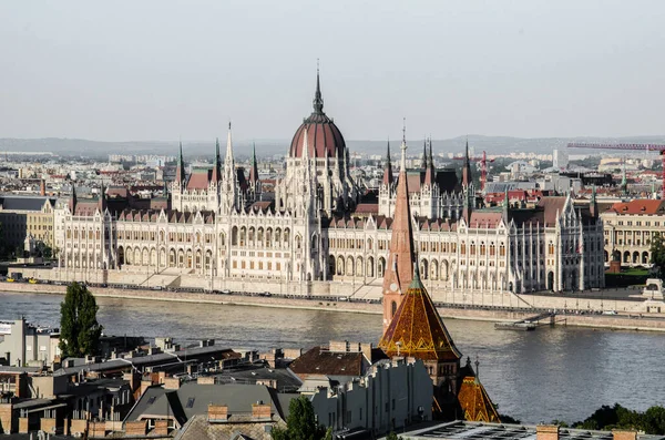 Panorama Hungarian Parliament Building Danube River — Stock Photo, Image