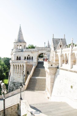 Budapeşte, Macaristan, 15 Ağustos 2023. Budapeşte 'deki Balıkçı Kalesi Tarihi Kalesi.