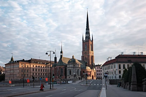 Stockholm Zweden Sept 2022 Riddarholmen Kerk Versierde Torenspits Met Schilderachtig — Stockfoto