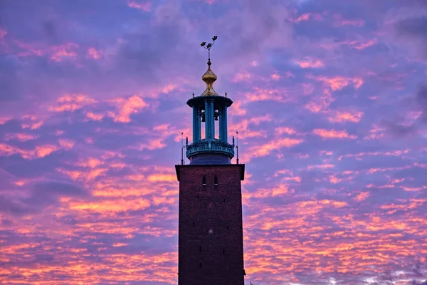 Estocolmo Suécia Setembro 2022 Bela Paisagem Pôr Sol Noite Distrito — Fotografia de Stock