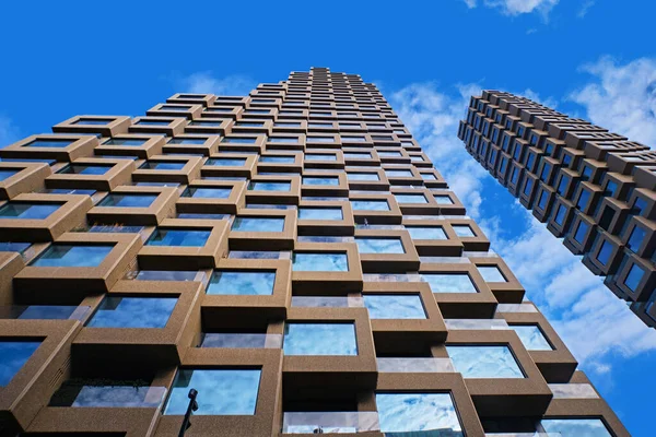 Estocolmo Suécia Setembro 2022 Nova Torre Gêmea Edifício Apartamentos Norra — Fotografia de Stock