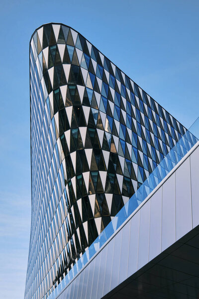 Stockholm, Sweden - Sept 2022: Aula Medica Auditorium building of Karolinska Institutet designed by Wingardh Arkitektkontor