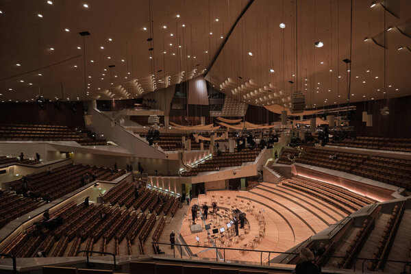 Berlin, Germany - Sept 2022: Main hall of Berliner Philharmonie is a concert hall in Berlin, Germany. Home to the Berlin Philharmonic Orchestra