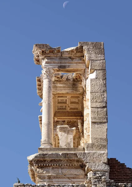 Izmir Selcuk Turquia Maio 2018 Detalhe Fachada Lateral Biblioteca Celsus — Fotografia de Stock