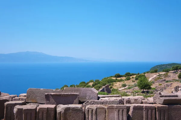 Canakkale Turquia Agosto 2021 Vista Mar Egeu Templo Atena Assos — Fotografia de Stock