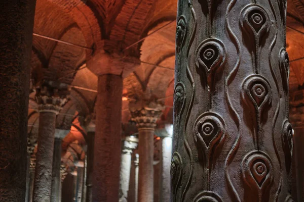 Istanbul Turkije December 2022 Illuminated Interior View Basilica Cistern Yerebatan — Stockfoto