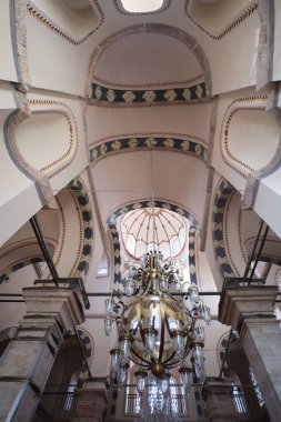 Istanbul, Turkey - January, 2023: Interior view of Zeyrek Mosque, or Monastery of the Pantocrator, arches, vaults, windows, details of Pantokrator Byzantine Church