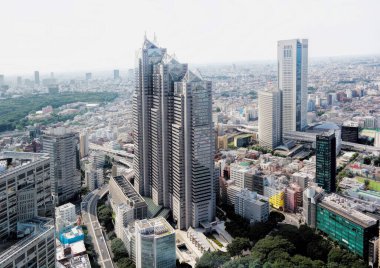 Tokyo, Japan - Sept, 2017: View of The Shinjuku Park Tower. famous skycraper designed by Architect Kenzo Tange