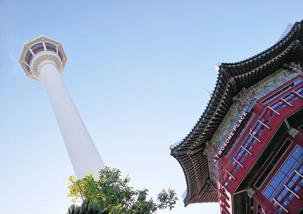 Busan Coreia Sul Maio 2019 Pavilhão Turístico Entrada Torre Busan — Fotografia de Stock