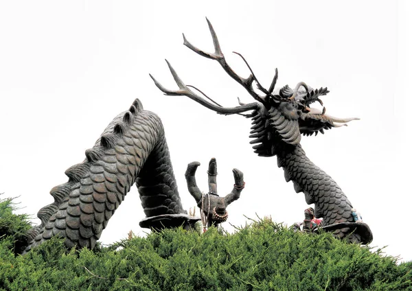 Busan Coreia Sul Maio 2019 Uma Estátua Bronze Dragão Templo — Fotografia de Stock