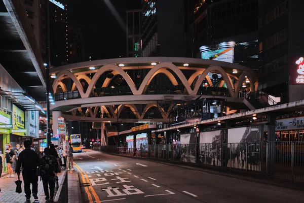Hong Kong China Abril 2023 Estrutura Circular Forma Ponte Pedonal — Fotografia de Stock