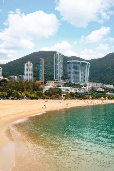 stock image Hong Kong SAR, China - April 2023: High rise buildings skyscrapers and beach with golden sands at Repulse Bay