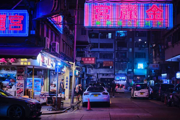 Монг Кок Гонконг Апреля 2023 Вид Ночные Улицы Неоновые Вывески — стоковое фото
