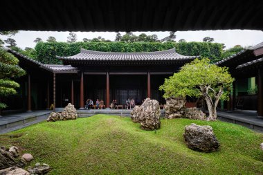 Hong Kong, Çin - 18 Nisan 2023: The Hall of Fragrance (Xiang Hai Xuan in Chinese) avlusu 