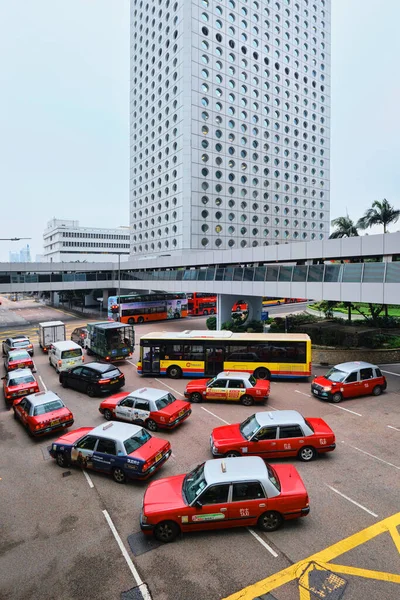 Hong Kong China April 2023 Klassieke Rode Taxi Het Centrum — Stockfoto