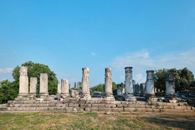 Mugla, Turkey - July 16, 2023: Ruins of the Temple of Goddess Hecate in Lagina Ancient City