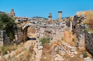 Antalya, Türkiye - 15 Temmuz 2023: Antik Xanthos kentinin kalıntıları