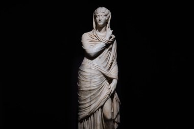 Istanbul, Turkey - September 16 2023: Marble statue of Cornelia Antonia in Istanbul Archaeological Museums. Dates from 2nd century CE, found in Pisidia Antiokheia clipart