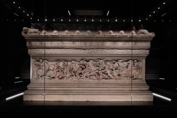 Istanbul Turkey September 2023 Alexander Sarcophagus Istanbul Archaeological Museums Adorned — Stock Photo, Image