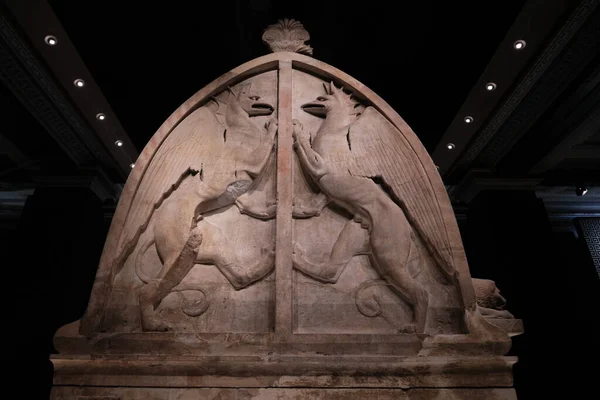 Stanbul Türkiye Eylül 2023 Stanbul Arkeoloji Müzelerinde Mermer Lycian Sarcophagus — Stok fotoğraf