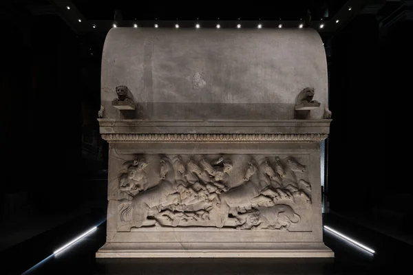 Istanbul Turki September 2023 Sarkofagus Lykia Marmer Museum Arkeologi Istanbul — Stok Foto