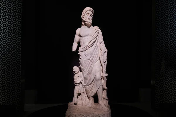 Istanbul Turkey September 2023 Marble Statue Greek God Health Asclepius — Stock Photo, Image