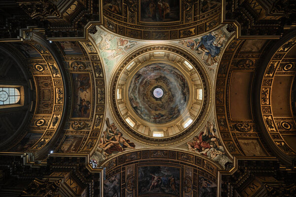 Rome, Italy - October 29 2023: Dome of the Church of Sant'Andrea della Valle
