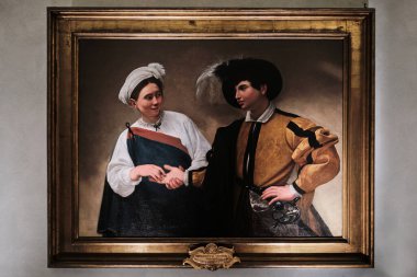 Roma, İtalya - 4 Kasım 2023: Falcı (1595), Caravaggio, Capitoline Müzeleri