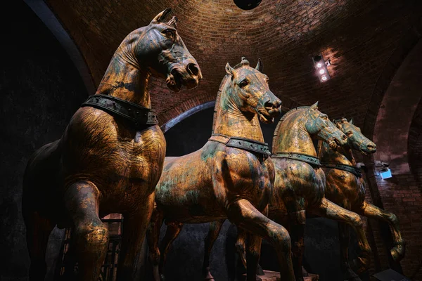 Venetië Italië November 2023 Oude Bronzen Paarden Basiliek Van San — Stockfoto