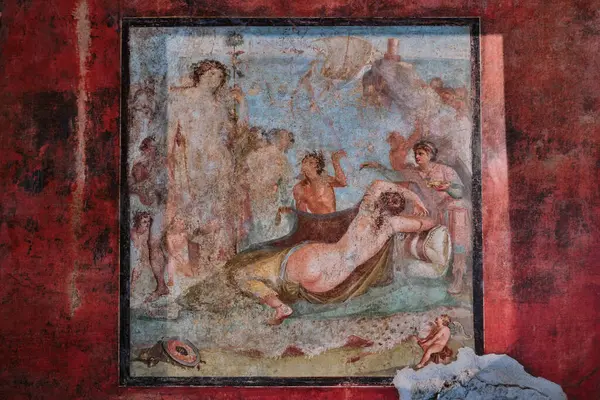 ナポリ イタリア 11月8 2023 ヴェッティーの家でフレスコと壁画 またはポンペイの考古学的な場所でカサデイヴェッティイまたはドムスヴェッティオラム — ストック写真