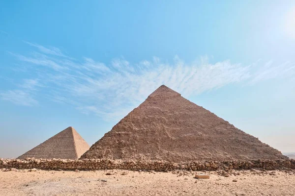 エジプト 12月 2023 ハフリーのピラミッド カフラとして読まれます Khefren と偉大なピラミッドクフ 小切手 ギザ高原 カイロ — ストック写真