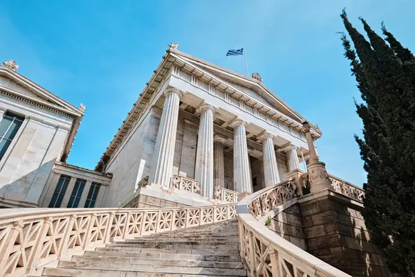 Atény Řecko Března 2024 Architektonické Detaily Bývalé Aténské Národní Knihovny — Stock fotografie
