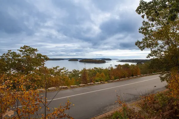 Γραφική Θέα Στη Θάλασσα Και Νησιά Από Εθνικό Πάρκο Acadia Εικόνα Αρχείου