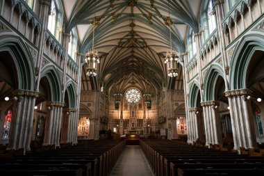 Charlottetown, Prens Edward Adası, Kanada - 26 Ekim 2023: St. Dunstan Bazilikası 'nın iç kesimi, Kanada' nın Prens Edward Adası, Charlottetown şehir merkezinde..