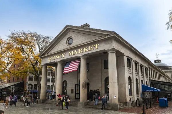 stock image Boston, Massachusetts, USA - October 29, 2023: View of the Quincy Market, in the downtown of the city of Boston, Massachusetts.