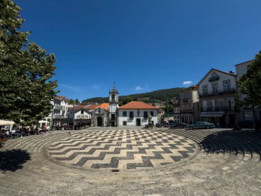 Arouca, Portugal - July 7, 2024: View of a a beautiful square at the village of Arouca, Portugal. clipart